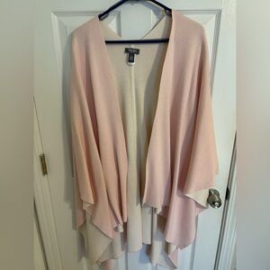 Martha Stewart Pink and Cream Knit Poncho / Shrug - One Size